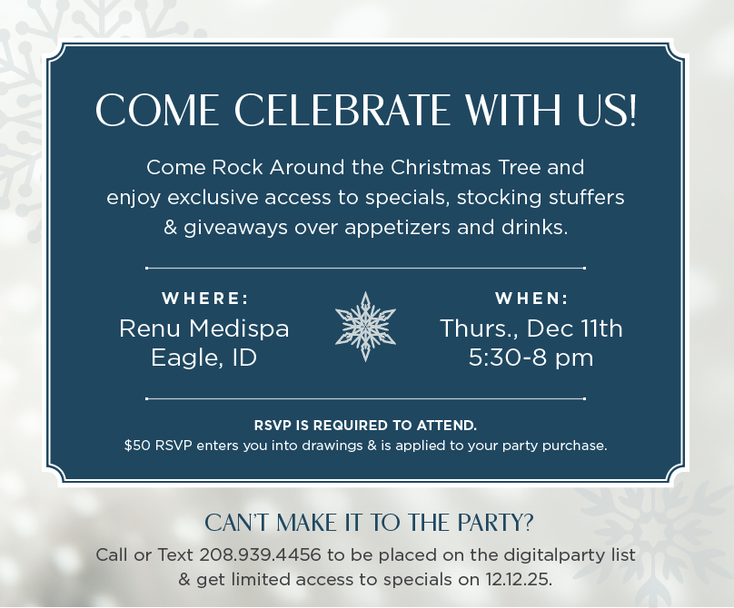 Invitation card for a Christmas party celebration with details on location, date, and RSVP information.